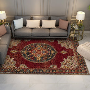 Patterned Red Floor Mat Vintage Area Rugs Traditional Polyester for Living Room Office Bedroom Hall