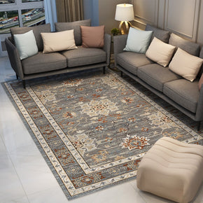 Grey Simple Area Rugs Patterned Floor Mat Vintage Traditional Polyester for Living Room Bedroom Hall Office