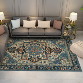 Green Traditional Patterned Polyester Vintage Area Rugs Floor Mat for Living Room Bedroom