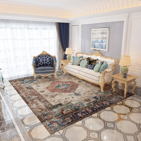 Traditional Patterned Area Rugs Floor Mat Vintage Polyester for Living Room Bedroom Hall Office