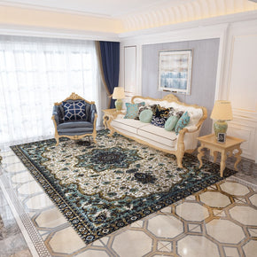 Floral Traditional Patterned Area Rugs Vintage Floor Mat Polyester for Bedroom Hall Office Living Room