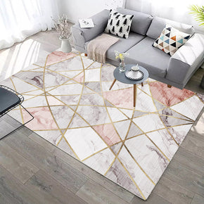 120*160cm Light Pink Modern Simple Gold Lines Geometric Contemporary Rugs for Living Room Dining Room Bedroom