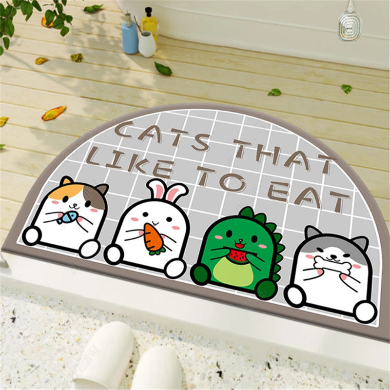 Cartoon Animal Cute Irregular Shape Door Mat for  Kidsroom Bathroom Entryway