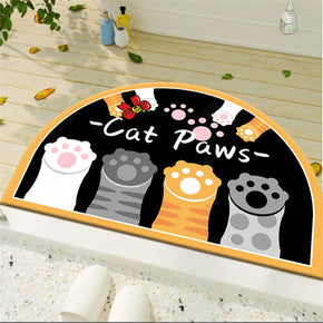 Black Cartoon Animal Footprint Cute Irregular Shape Door Mat for  Kidsroom Bathroom Entryway
