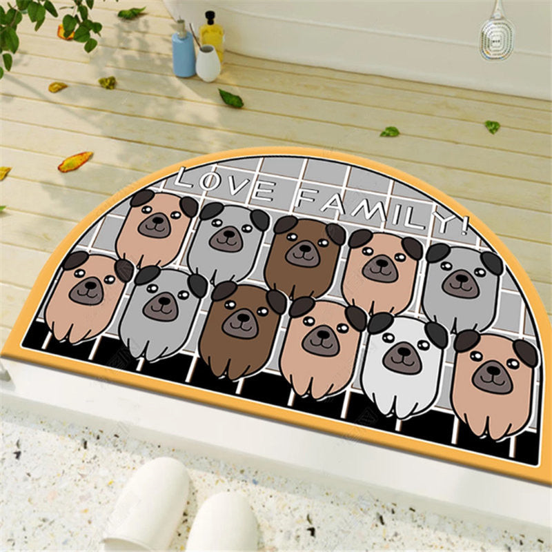 Grey Cartoon Animal Cute Irregular Shape Door Mat for  Kidsroom Bathroom Entryway
