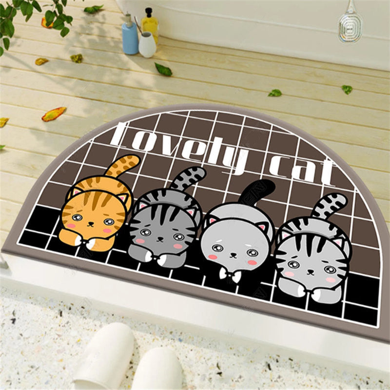 Cat Lovely Irregular Shape Door Mat for Entryway Bathroom Kidsroom