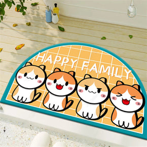 Yellow Lovely Cartoon Animal Irregular Shape Door Mat for Bathroom Entryway Kidsroom