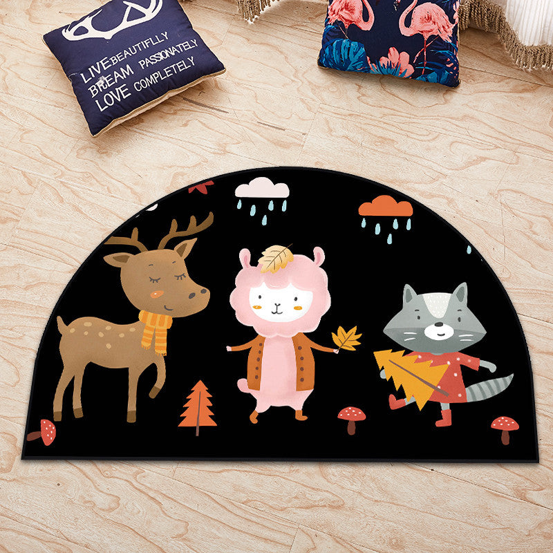 Lovely Cartoon Black Animal Irregular Shape Door Mat for Bathroom Kidsroom Entryway