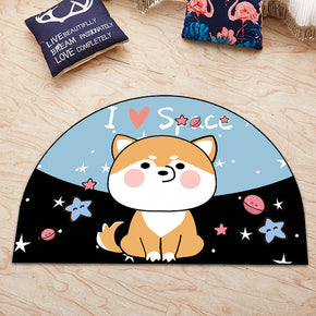 Cute Cartoon Animal Dog Irregular Shape Door Mat for Bathroom Kidsroom Entryway