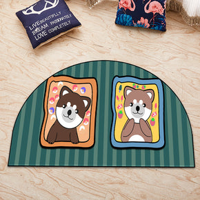 Green Cute Cartoon Animal Dog Irregular Shape Door Mat for Kidsroom Bathroom Entryway