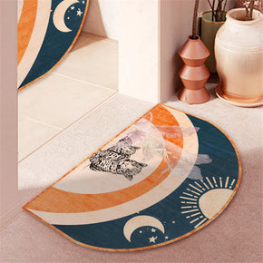 Patterned Sun Moon Simplicity Modern Irregular Shape Door Mat for Bathroom Entryway Kidsroom