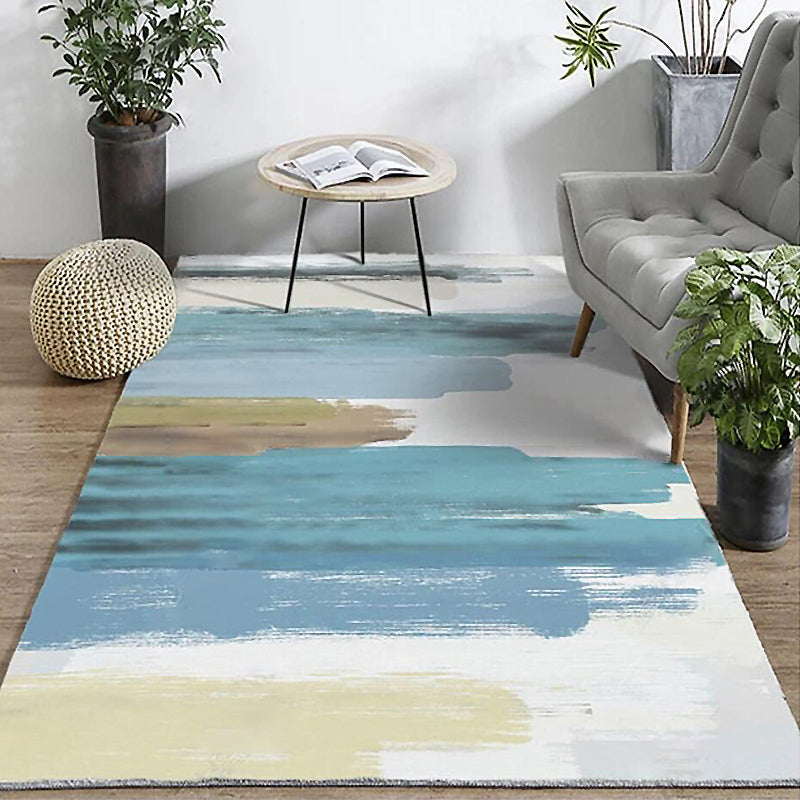 Blue Rendering Modern Geometric Contemporary Rugs for Living Room Dining Room Bedroom