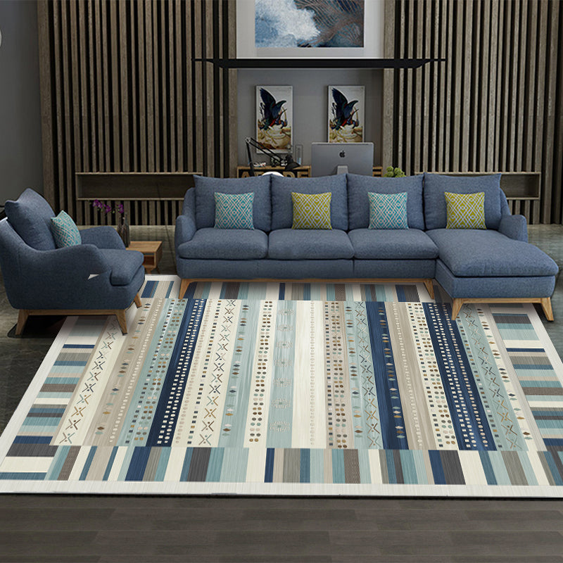 Blue Moroccan Style Modern Geometric Contemporary Rugs for Living Room Dining Room Bedroom