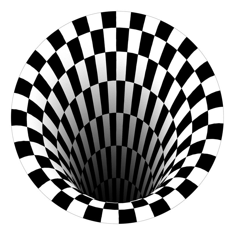 Black Hole Checkered Vortex Optical Illusions Non-Slip Area Rug for Living Dining Room Bedroom Kitchen Nursery Rug Floor Rug