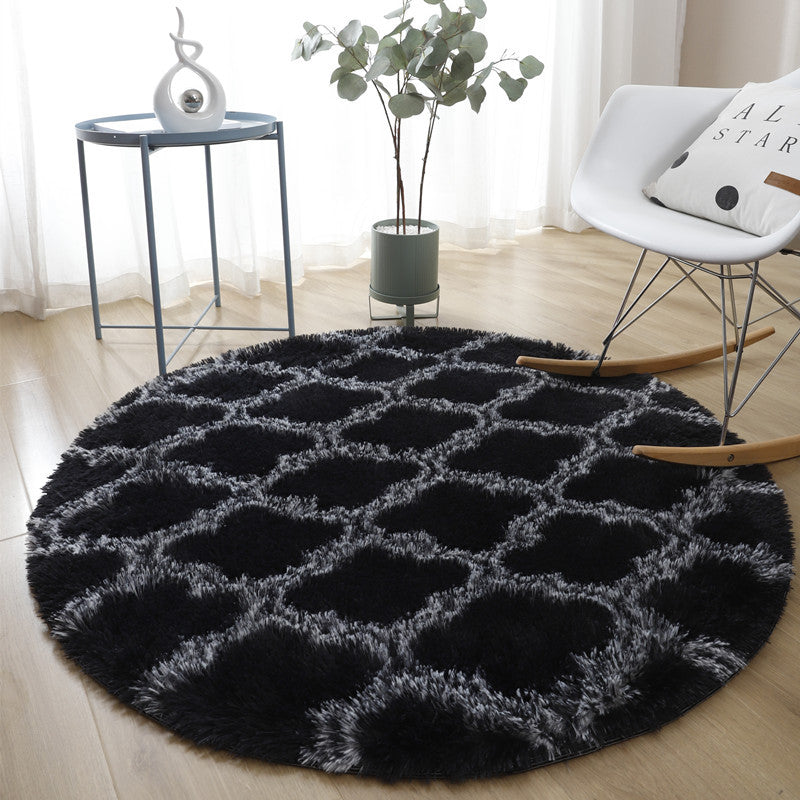 Black Dark Grey Round Soft Shaggy Rugs Living Room Bedroom Kids Room Bedside Floor Rugs