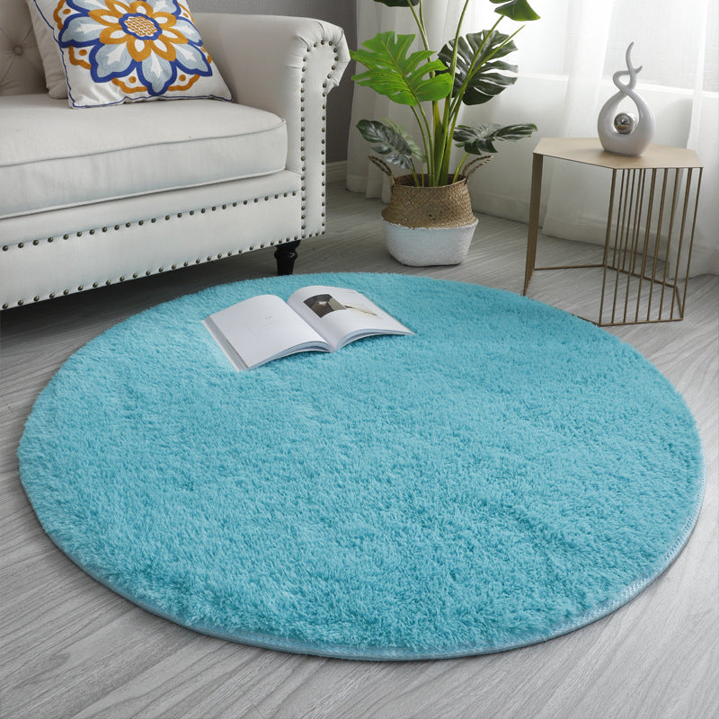 Sky Blue Soft Round Comfortable Shaggy Rugs Living Room Bedroom Kids Room Bedside Floor Rugs