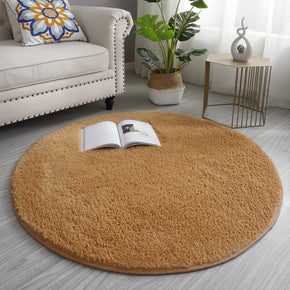 Khaki Round Soft Comfortable Shaggy Rugs Living Room Bedroom Kids Room Bedside Floor Rugs