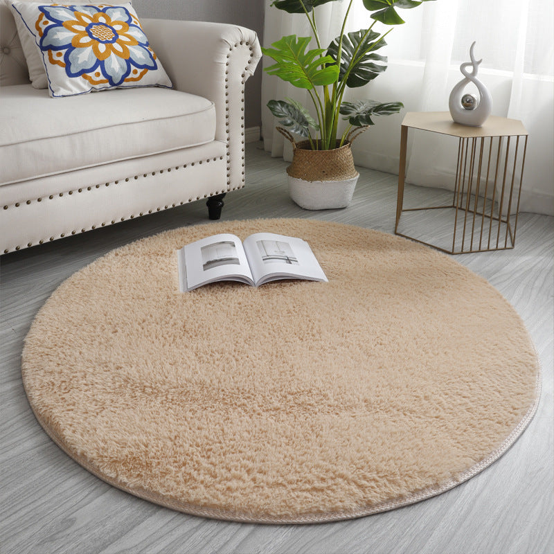 Brown Round Soft Comfortable Shaggy Rugs Living Room Bedroom Kids Room Bedside Floor Rugs