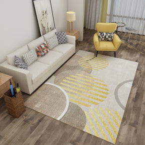 Pretty Gold Round Thread Modern Rugs for Living Room Dining Room Bedroom