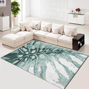 Watercolour Green Leaves Modern Rugs for Living Room Dining Room Bedroom