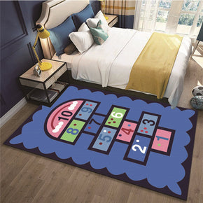 Blue Modern Patterned Digital Polyester Carpets Area Rugs for Living Room Dining Room Bedroom Hall Kidsroom