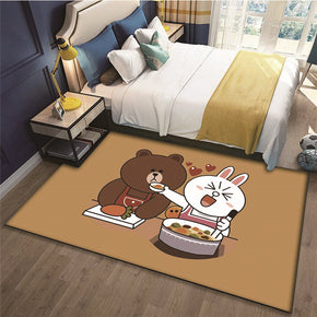 Bear Rabbit Modern Patterned Area Rugs Polyester Carpets for Living Room Dining Room Bedroom Kidsroom
