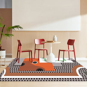 Orange Modern Area Rugs Geometric Moroccan Patterned Polyester Carpets for Living Room Dining Room Bedroom Hall