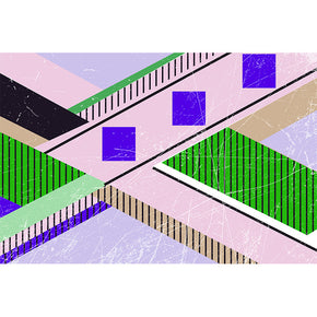 Pink Green Geometric Moroccan Modern Patterned Area Rugs Polyester Carpets for Office Living Room Dining Room Bedroom Hall