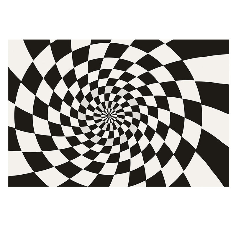 Three-dimensional Optical Illusions Black White Spiral Modern Contemporary Rugs for Living Room Dining Room Bedroom