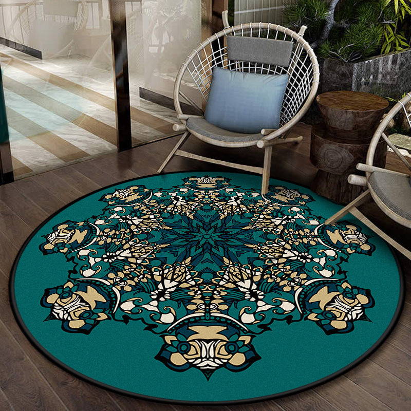 9 styles 3D Modern Green Blue Patterned Round Area Rugs Anti-slip Carpets for Bedroom Living Room Office Hall