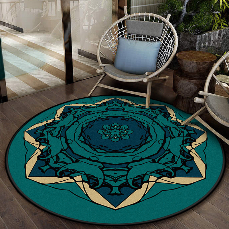 9 styles 3D Modern Green Blue Patterned Round Area Rugs Anti-slip Carpets for Bedroom Living Room Office Hall