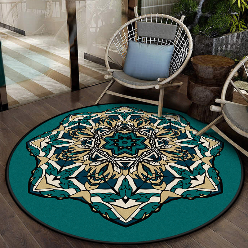 9 styles 3D Modern Green Blue Patterned Round Area Rugs Anti-slip Carpets for Bedroom Living Room Office Hall
