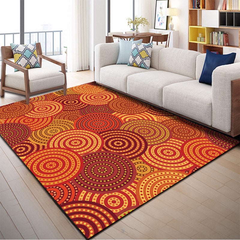 Orange Circle Modern Patterned Polyester Carpets Area Rugs for Bedroom Living Room Hall Dining Room Office