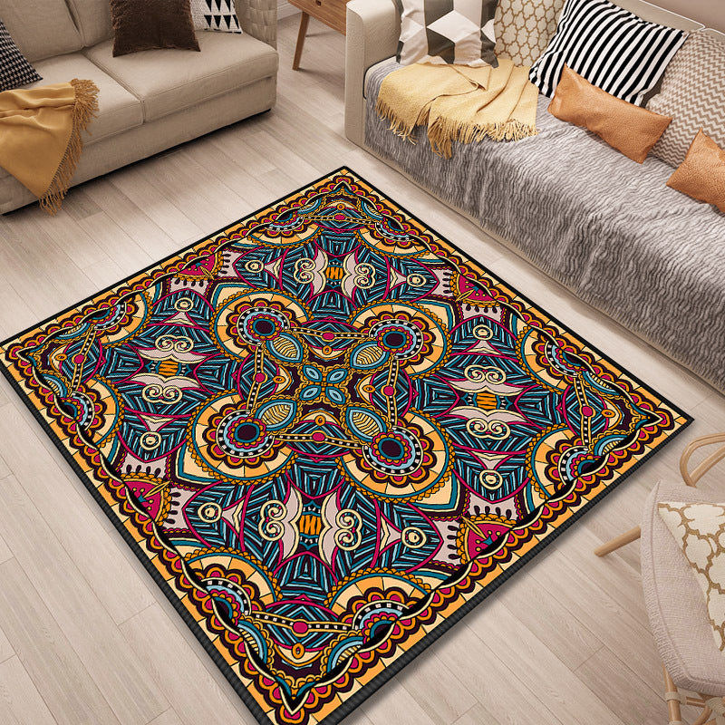 10 Styles Traditional Retro Square Patterned Area Rugs Polyester Carpets for Dining Room Living Room Bedroom Hall Office