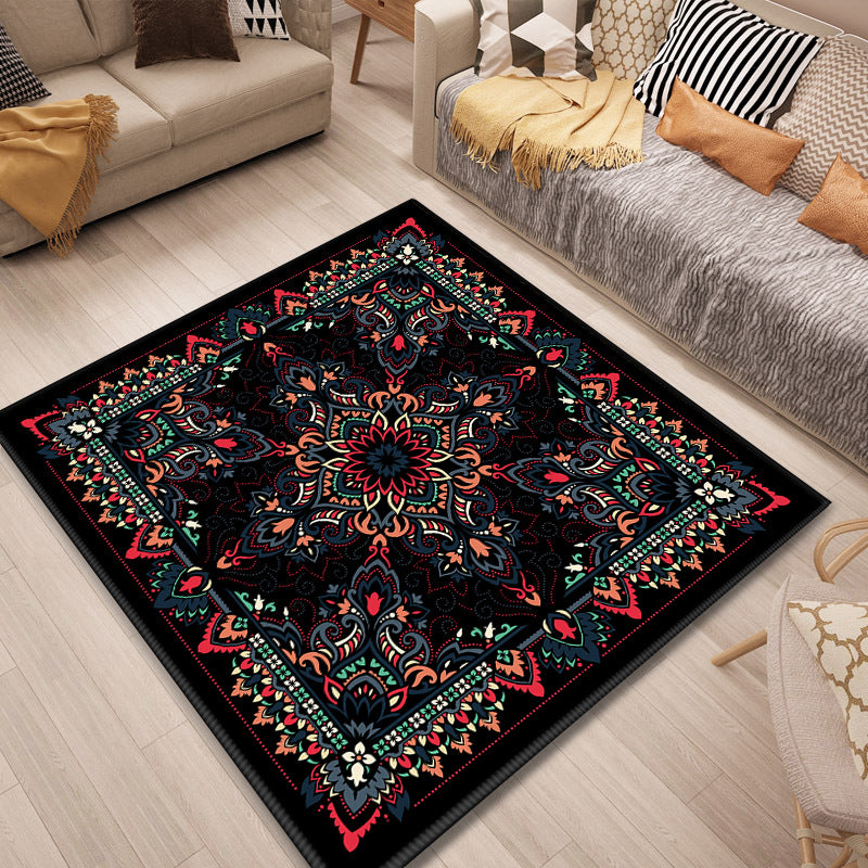 10 Styles Traditional Retro Square Patterned Area Rugs Polyester Carpets for Dining Room Living Room Bedroom Hall Office