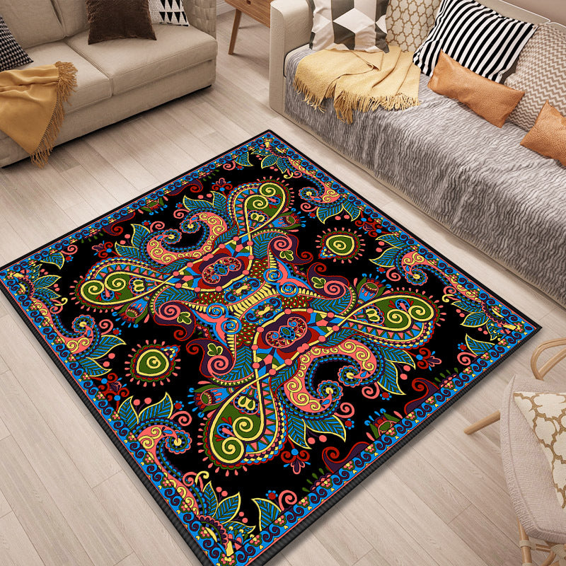 10 Styles Traditional Retro Square Patterned Area Rugs Polyester Carpets for Dining Room Living Room Bedroom Hall Office