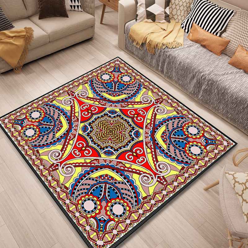 10 Styles Traditional Retro Square Patterned Area Rugs Polyester Carpets for Dining Room Living Room Bedroom Hall Office