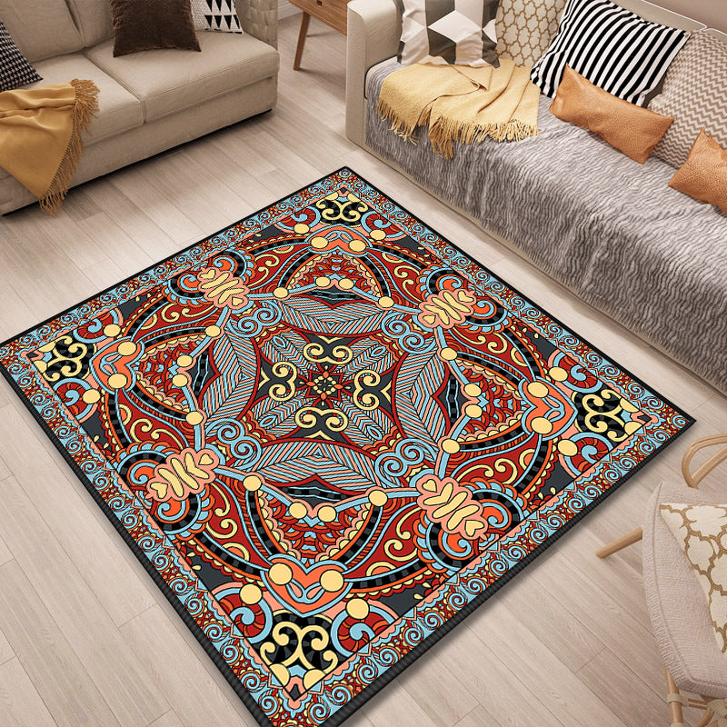 10 Styles Traditional Retro Square Patterned Area Rugs Polyester Carpets for Dining Room Living Room Bedroom Hall Office