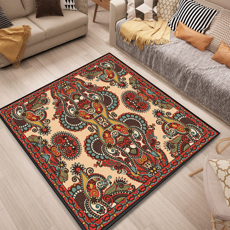 10 Styles Traditional Retro Square Patterned Area Rugs Polyester Carpets for Dining Room Living Room Bedroom Hall Office