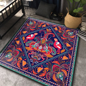 Retro Polyester Carpets Square Traditional Area Rugs Patterned for Dining Room Living Room Office Hall Bedroom