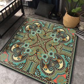 Traditional Patterned Area Rugs Retro Polyester Carpets Square for Living Room Dining Room Office Hall Bedroom
