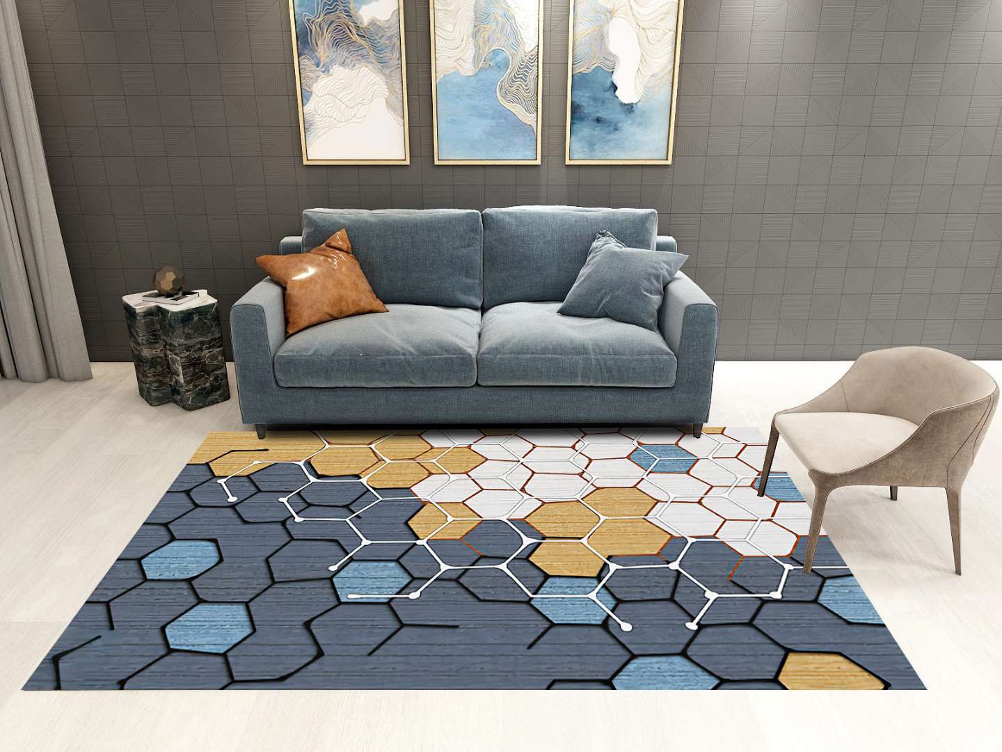 Colour Hexagon Modern Contemporary Simple Geometric Rugs For Living Room Dining Room Bedroom