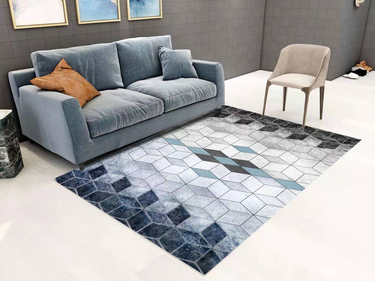 Three-dimensional Square Pattern Modern Geometric Contemporary Simple Rugs For Living Room Dining Room Bedroom