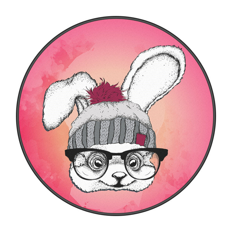 Modern Cartoon 3D Patterned Lovely Rabbit Round Area Rugs Anti-slip Carpets for Living Room Kids Room Bedroom Office
