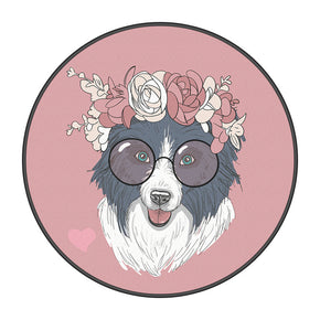 3D Patterned Lovely Puppy Area Rugs Round Modern Cartoon Anti-slip Carpets for Kids Room Living Room Bedroom Office