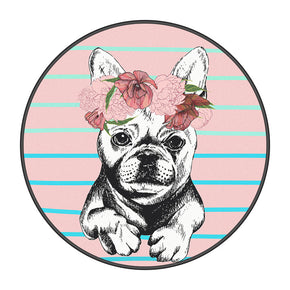 Modern Area Rugs Cartoon Round 3D Patterned Lovely Puppy Anti-slip Carpets for Kids Room Living Room Bedroom
