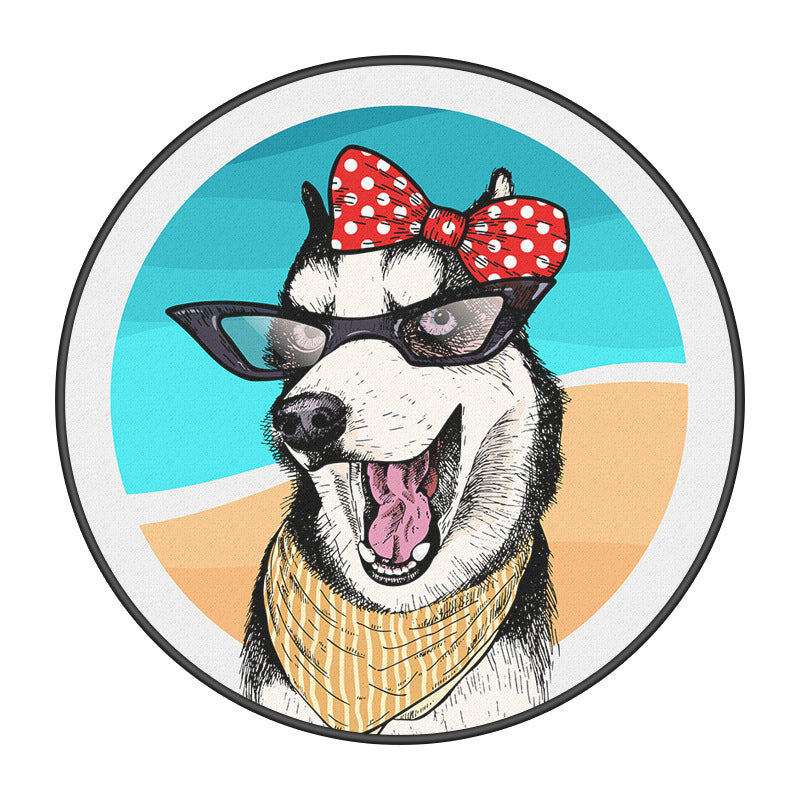 3D Patterned Cartoon Round Lovely Puppy Modern Area Rugs Anti-slip Carpets for Bedroom Living Room Kids Room