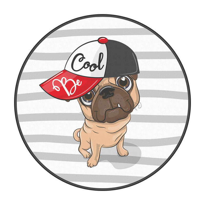 Lovely Puppy 3D Patterned Cartoon Round Modern Area Rugs Anti-slip Carpets for Bedroom Living Room Kids Room