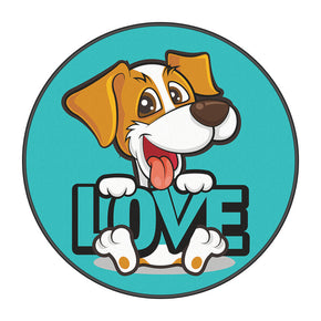 Green Modern 3D Patterned Cartoon Round Area Rugs Lovely Puppy Anti-slip Carpets for Bedroom Living Room Kids Room