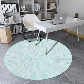 Blue Small Fresh Round Wood Grain Modern Rug for Living Room Hall Study Bedroom Bedside Carpet